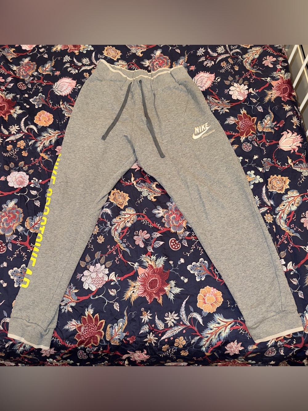 Nike Kids Gray Jogger Sweatpants with Yellow Side Script